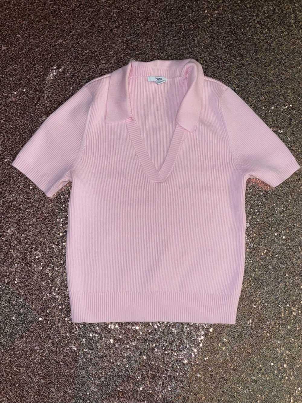 Ribbed Knit V Neck Sweater